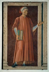 Dante Alighieri, dichter, geschilderd (schilderij op doek)
