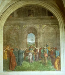 Genezing van de bezeten vrouw, door Andrea del Sarto