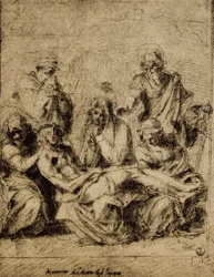 Studie voor de Deposition, tekening door Andrea del Sarto. Gabinetto dei Disegni e delle Stampe, Uffizi Gallery, Florence