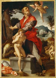Het offer van Isaak (olie op hout)
