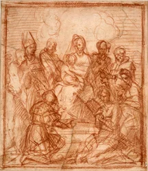 Enthroned Madonna met Kind en acht heiligen (compositiestudie)