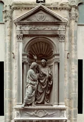 De ongeloof van de heilige Thomas, bronzen sculptuur van Andrea di Francesco di Cione, genaamd il Verrocchio (1435-1488), Florence, Chiesa di Orsanmichele