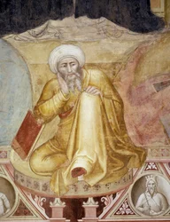 Triomf van St. Thomas van Aquino, detail van figuur onder de troon, uit de Spaanse kapel, ca. 1365 (fresco)