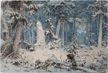 Besneeuwd bos, 1835