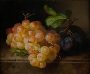 Stilleven met fruit en bij