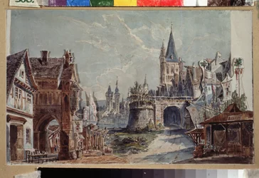 Voorbereidend decor voor het ballet Faust van Cesare Pugni