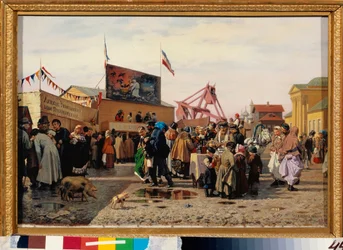 Kermiskramen op de oostelijke markt van Tula (Rusland)