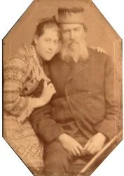 Portret van de dichter Yakov Petrovich Polonsky met dochter Natalia