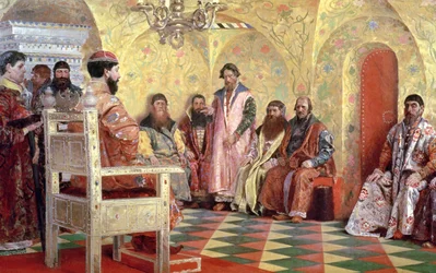 Tsaar Mikhail Fyodorovich (1596-1645) met Bojaren Zittend in Zijn Kamer, 1893
