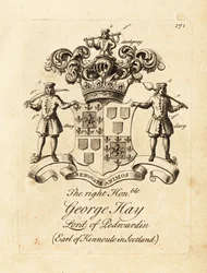 Wapen van de Zeer Eerwaarde George Hay, Heer van Penwardian, 8e Graaf van Kinnoule in Schotland