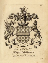 Wapen van de Zeer Eerwaarde Hugh Clifford, Heer Clifford van Chudleigh, 2e Baron Clifford van Chudleigh (1663-1730)