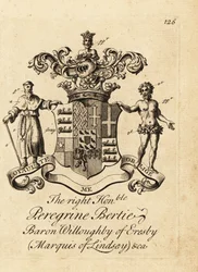 Wapen van de Hooggeachte Peregrine Bertie, Baron Willoughby van Eresby, Markies van Lindsay, 2e Hertog van Ancaster en Kesteven