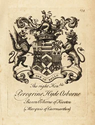 Wapen van de Zeer Eerwaarde Peregrine Hyde Osborne, 2e Hertog van Leeds, Burggraaf Osborne, Graaf van Danby, Markies van Carmarthen