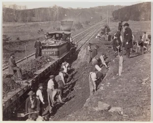 Uitgraving voor de "Y" bij station Devereaux, Orange & Alexandria Railroad