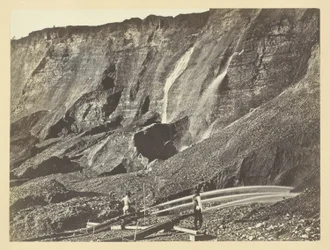 Hydraulische Goudmijnbouw, Bij Dutch Flats, Californië, C. P. R. R.