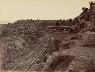Plaat 9. Oostelijke benadering van de Dale Creek-brug,1869 (foto)