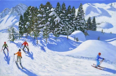 Vier Alpine Skiërs, 2024, (olieverf op doek)