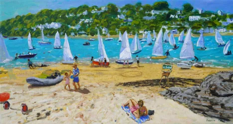 Salcombe Regatta en kunstenaarsezel, 2023 (olieverf op doek)