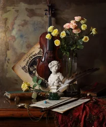 Klassieke viool en rozen