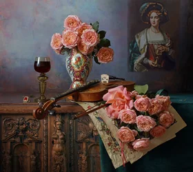 Elegante rozen en viool