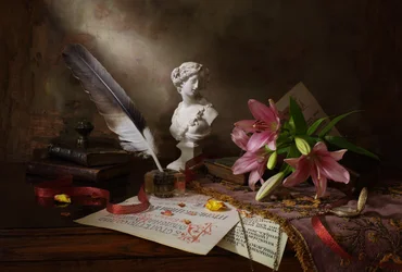 Quill en roze lelies