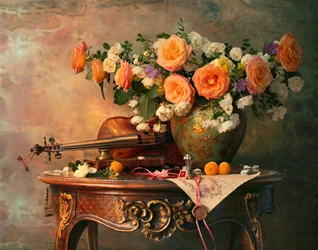 Romantische rozen en viool