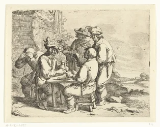 Dronken boeren aan een tafel