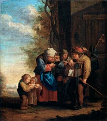 De brillenverkoper, Gezichtsvermogen uit de serie De vijf zintuigen, 17e eeuw