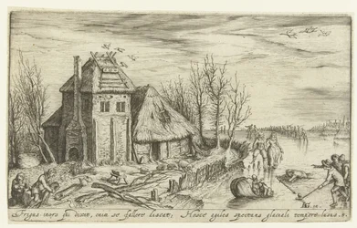 Winterlandschap met schaatsers