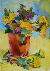Boeket met paardenbloemen en wilde bloemen