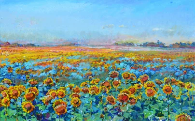 Gouden zonnebloemenveld