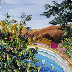 Bloemen en zeilen aan de kust