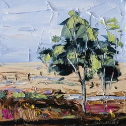 Impasto: Bomen op het platteland