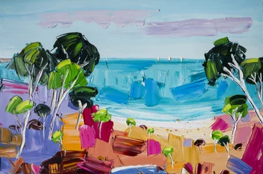 Levendig strandlandschap
