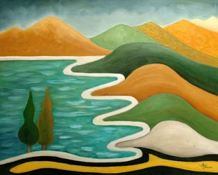 Abstract rivierlandschap