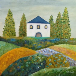 Landhuis met blauw dak