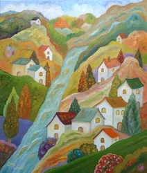 Kleurrijk bergdorp