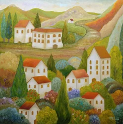 Kleurrijk Toscaans dorpje