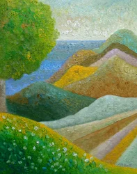 Rolling Hills met uitzicht op zee