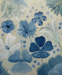 Zachtblauwe tuinbloemen