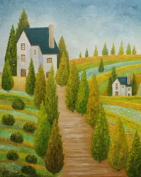 Dorpje op een heuvel in Toscane