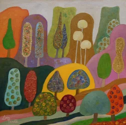 Speelse, kleurrijke bomen