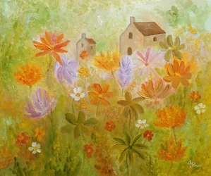 Speelse bloementuin