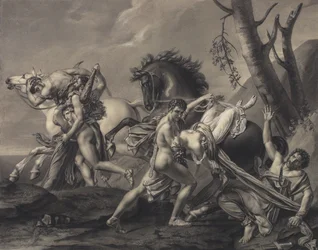 Theseus en Pirithoüs Ruimen de Aarde van Bandieten, Bevrijden Twee Vrouwen uit de Handen van hun Ontvoerders