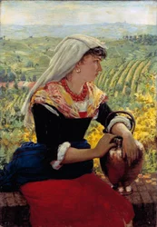 Portret van zijn vrouw in Monferrato-kleding