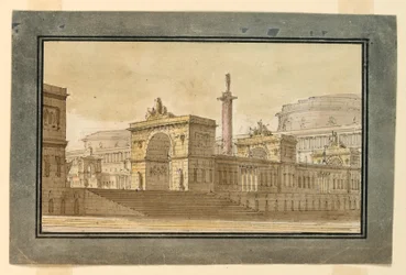 Toneelontwerp, groep paleisgebouwen