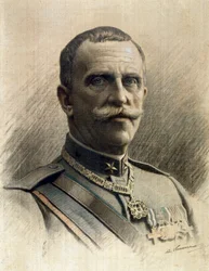 Portret van de koning van Italië Vittorio Emanuele III