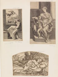 Vrouw en engel, Maagd en Kind, Satyr die een jonge moeder en kind in slaap observeert, 1555-1567