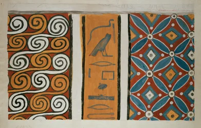 Kopie van muurschildering uit privé-graf 82 van Amenemhet, Thebe I, 1, 163-167, 20e eeuw