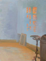 Avondzon in de werkkamer van de kunstenaar in Markvej.